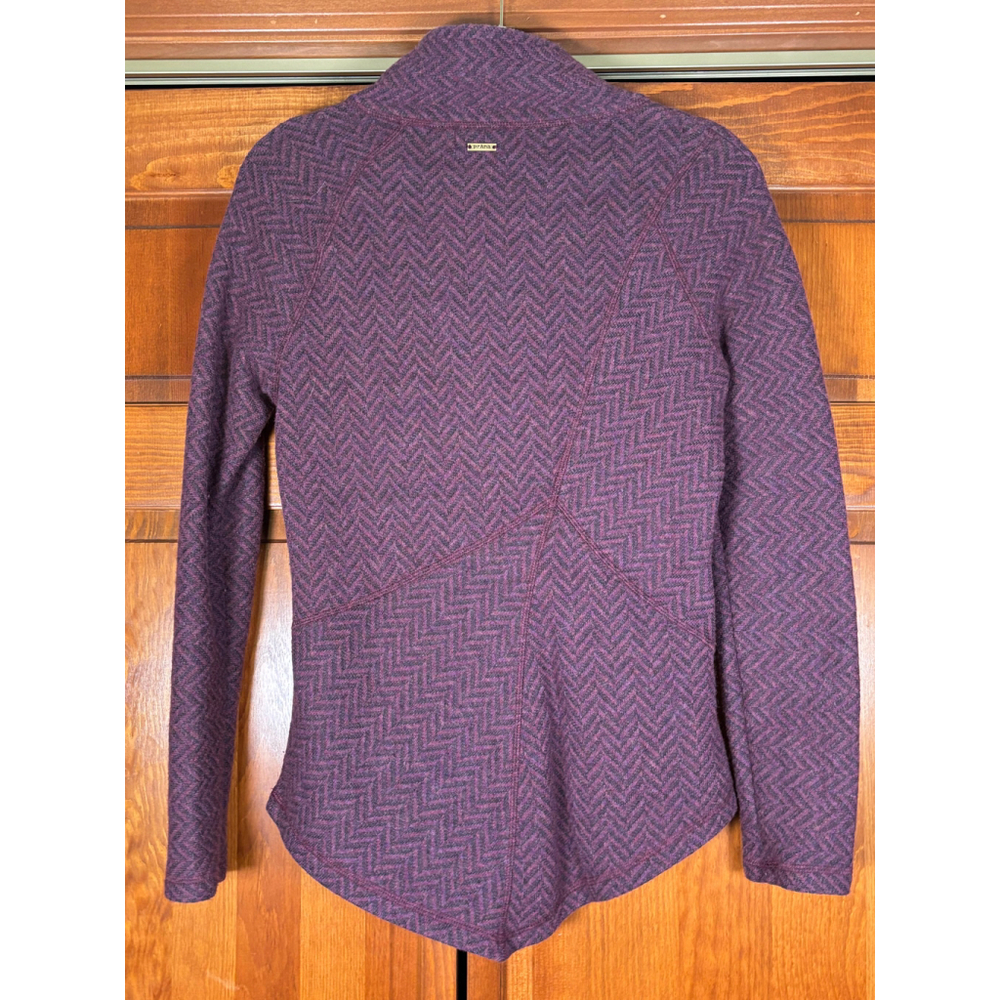 PrAna Mattea Pullover Sweater Knit Wool Blend Chevron Funnel Neck Red Plum W S - Picture 9 of 10